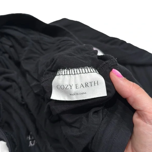 COZY EARTH Women Black Short Sleeve Pajama Set Premium Bamboo Lounge Size S - Picture 9 of 11